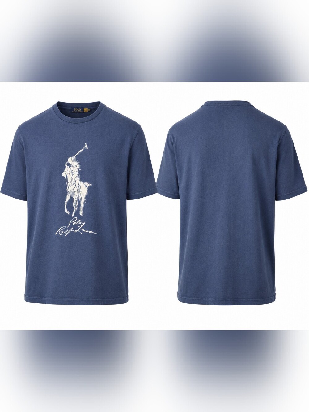 Ralph Lauren Blue Tee with White Polo Player Graphic